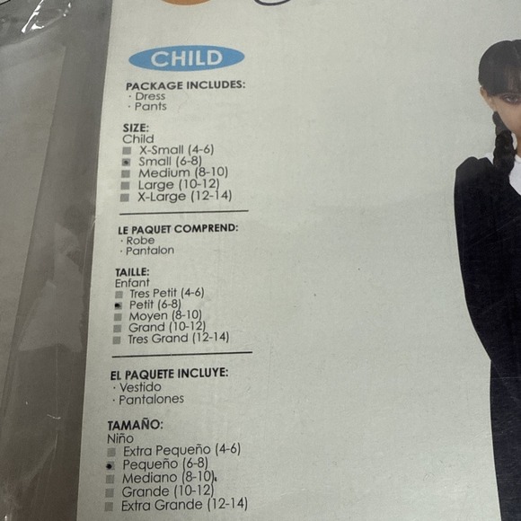 CALIFORNIA COSTUME Wednesday Tween Dreadful Child Sz-S 6-8 Black w/Pants - Picture 2 of 4